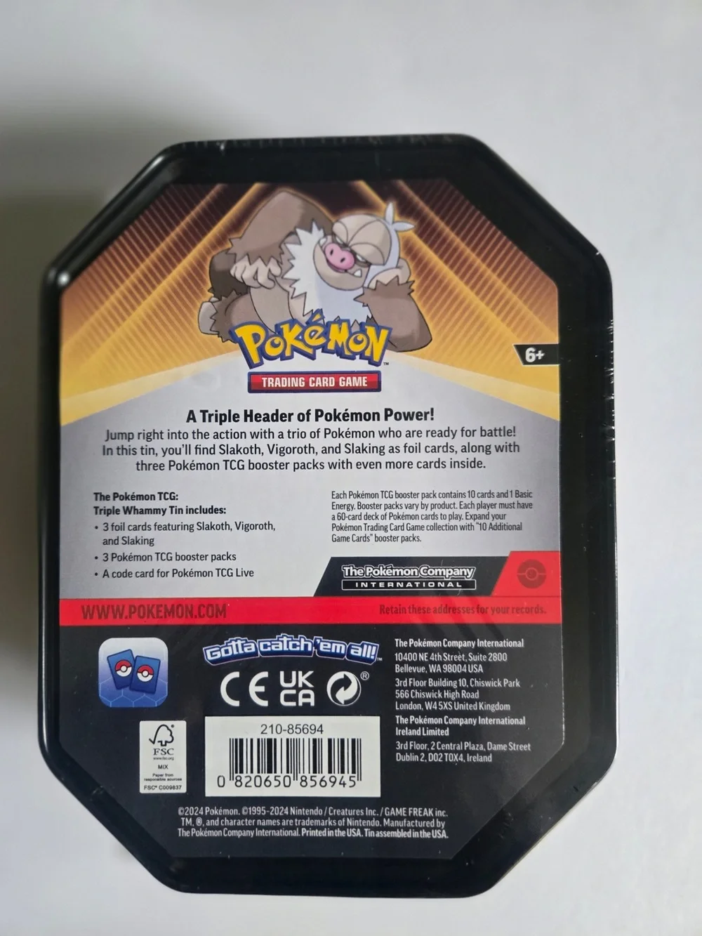 Pokemon TCG Triple Whammy Tin featuring Slaking - New and Factory sealed